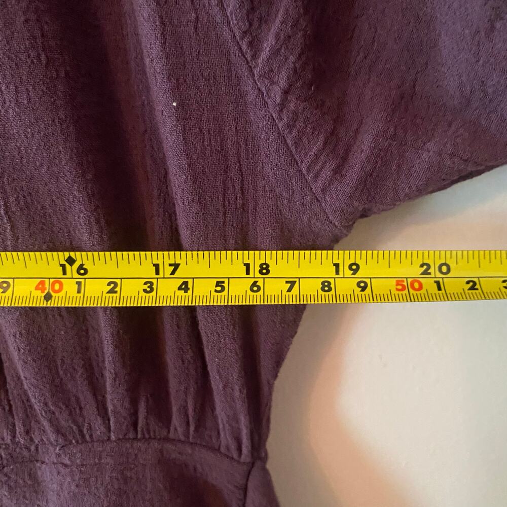 Free People Purple Rouched Puff Sleeve Mini Dress Long Sleeve Women size Medium - Picture 9 of 10